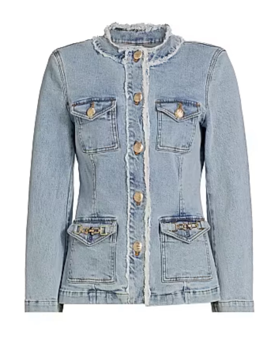 GENERATION LOVE Light Blue Denim Jacket with Frayed Trim